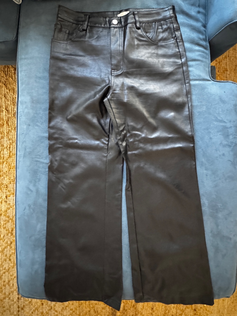 Women’s Black Faux Leather Trousers - Sleek Slim Straight Fit